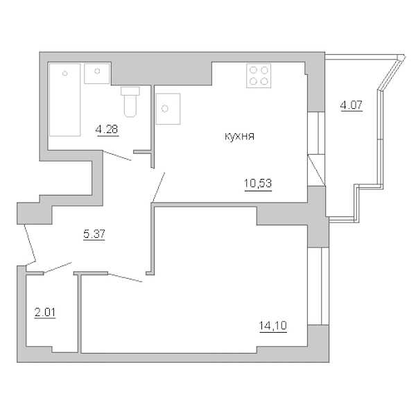 Однокомнатная квартира в : площадь 38.89 м2 , этаж: 25 – купить в Санкт-Петербурге